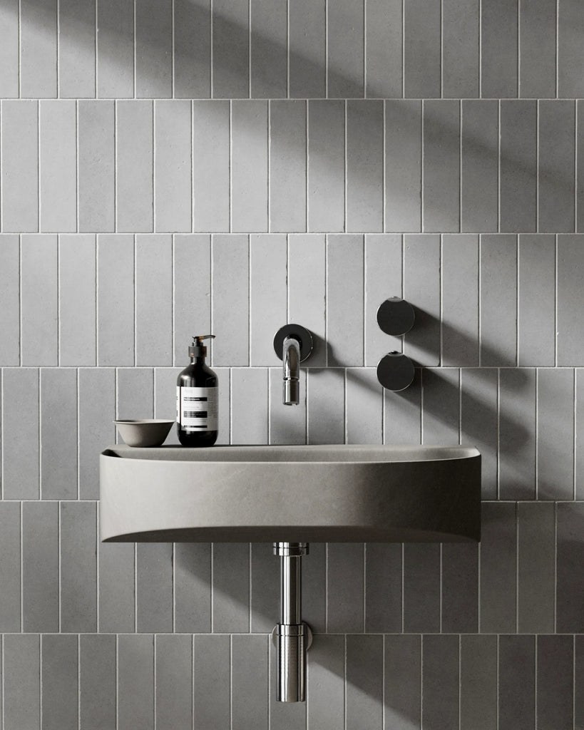 Zellige French Grey Offset Tile PBR Texture - Example Scene Visualization | Superellipse