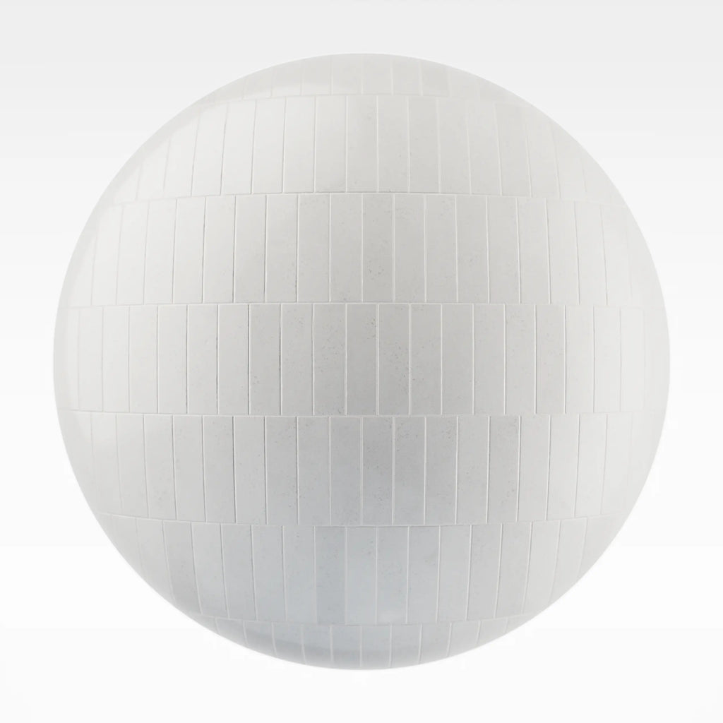 Zellige Ice White Offset Tile PBR Texture - Sphere Swatch Preview | Superellipse