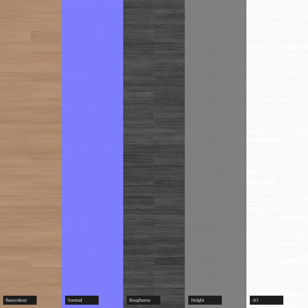 Natural Oak Brick Bond Parquet Wood Floor PBR Texture - Example Scene Visualization | Superellipse