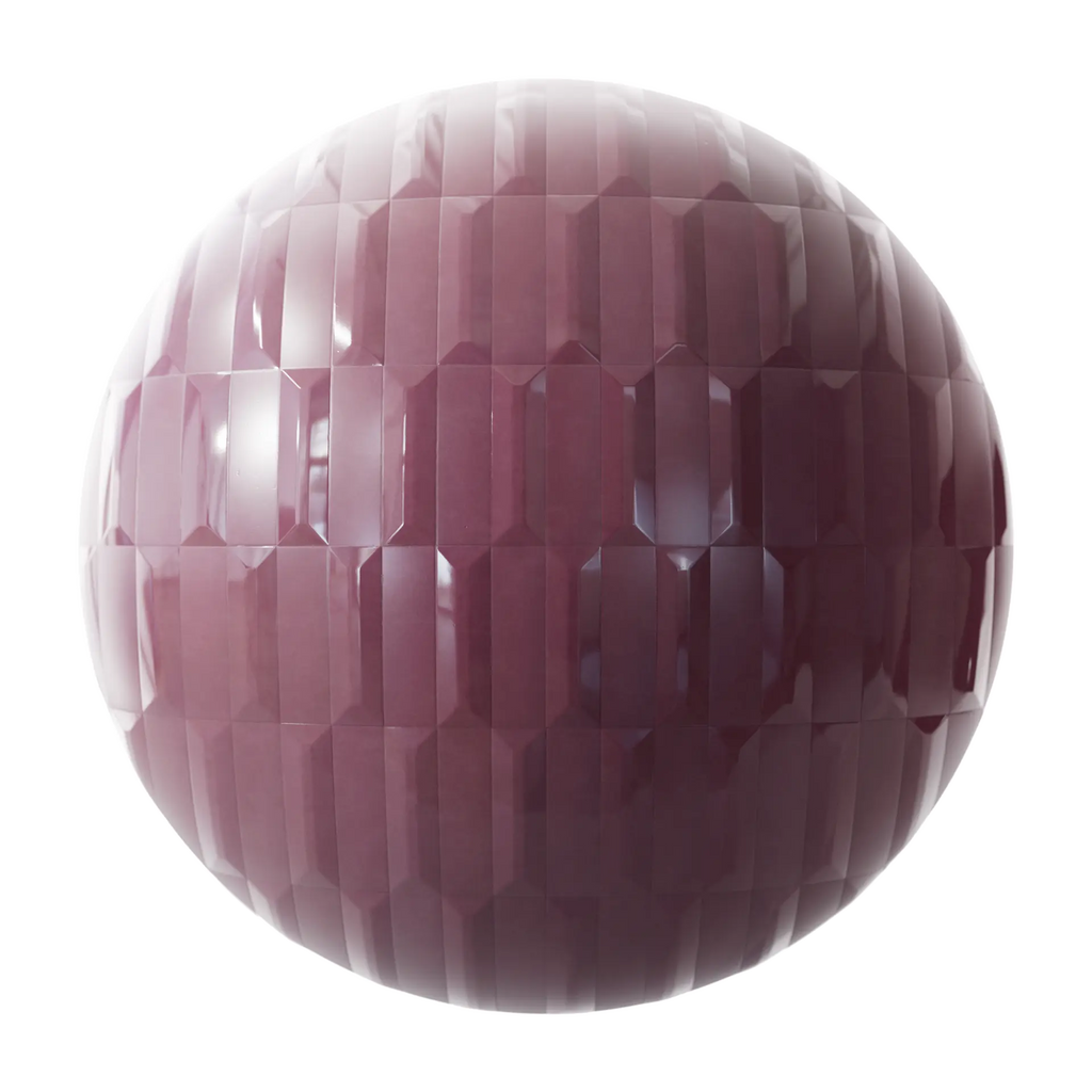 Checker Bevelled Mulberry Stacked Tile PBR Texture - Sphere Swatch Preview | Superellipse