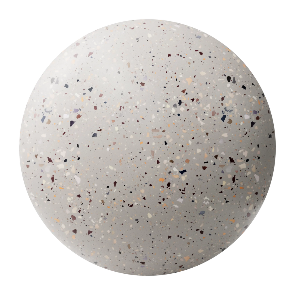 Warm Beige Terrazzo Plastic PBR Texture - Sphere Swatch Preview | Superellipse
