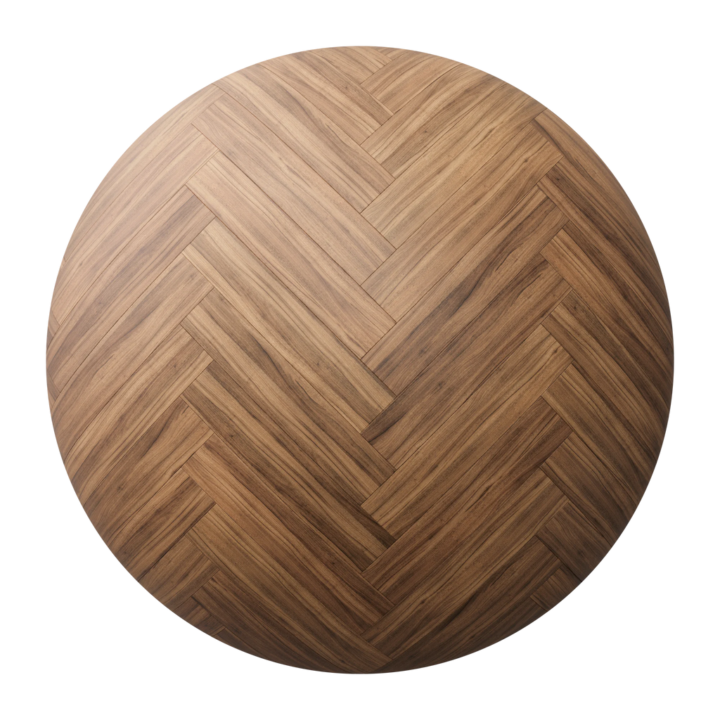 Teak Herringbone Wood Floor PBR Texture - Sphere Swatch Preview | Superellipse