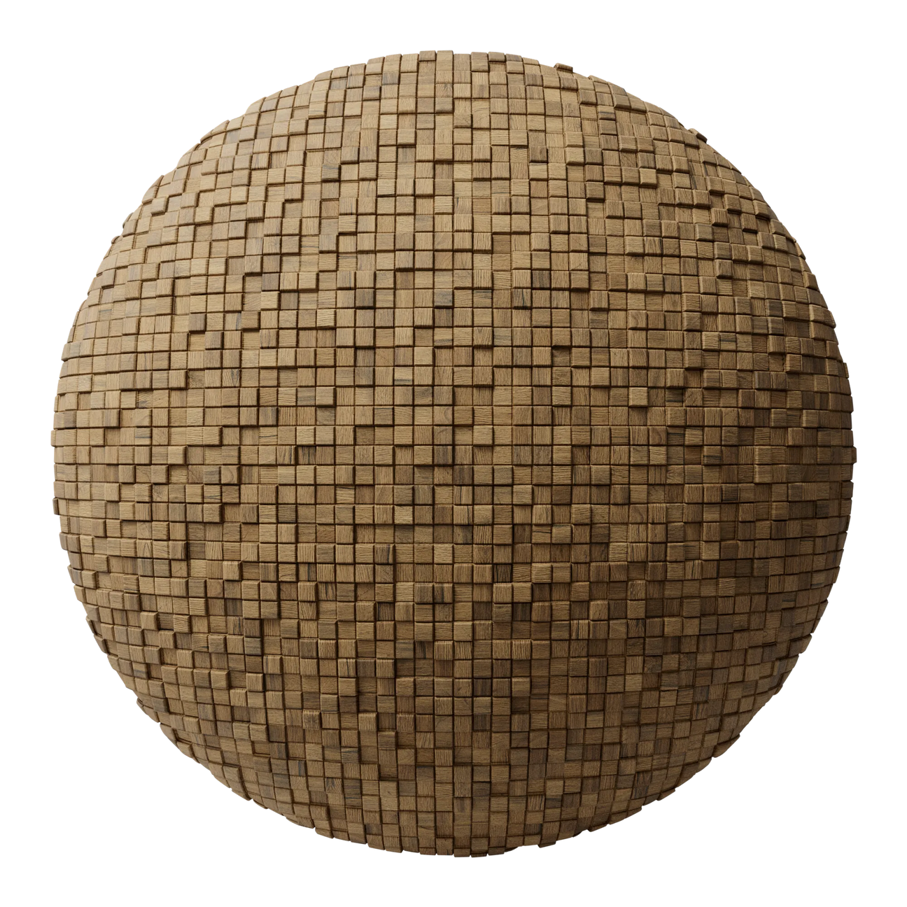 Small Mosaic Oak Wood Panel PBR Texture - Sphere Swatch Preview | Superellipse