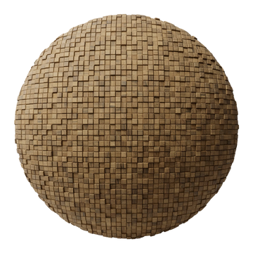 Small Mosaic Oak Wood Panel PBR Texture - Sphere Swatch Preview | Superellipse