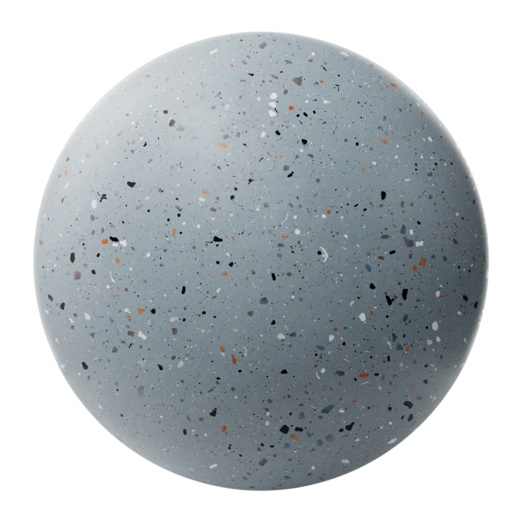 Pastel Blue Ceramic Terrazzo PBR Texture - Sphere Swatch Preview | Superellipse