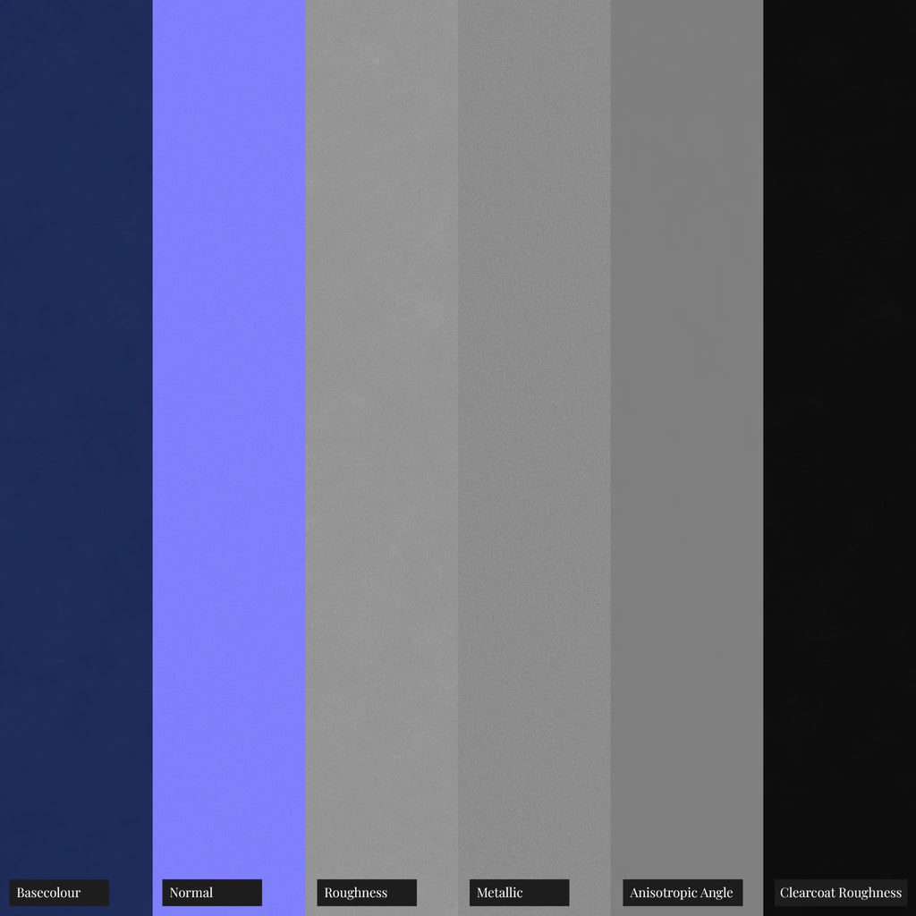 Sapphire Blue Metallic Gloss Paint PBR Texture - Example Scene Visualization | Superellipse