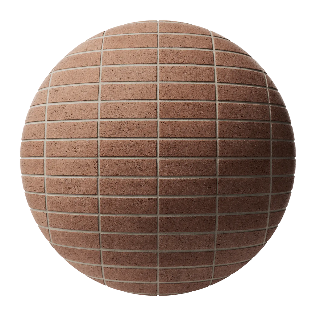 Red Clay Dragfaced Stack Bond Brick PBR Texture - Sphere Swatch Preview | Superellipse