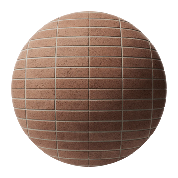 Red Clay Dragfaced Stack Bond Brick PBR Texture - Sphere Swatch Preview | Superellipse