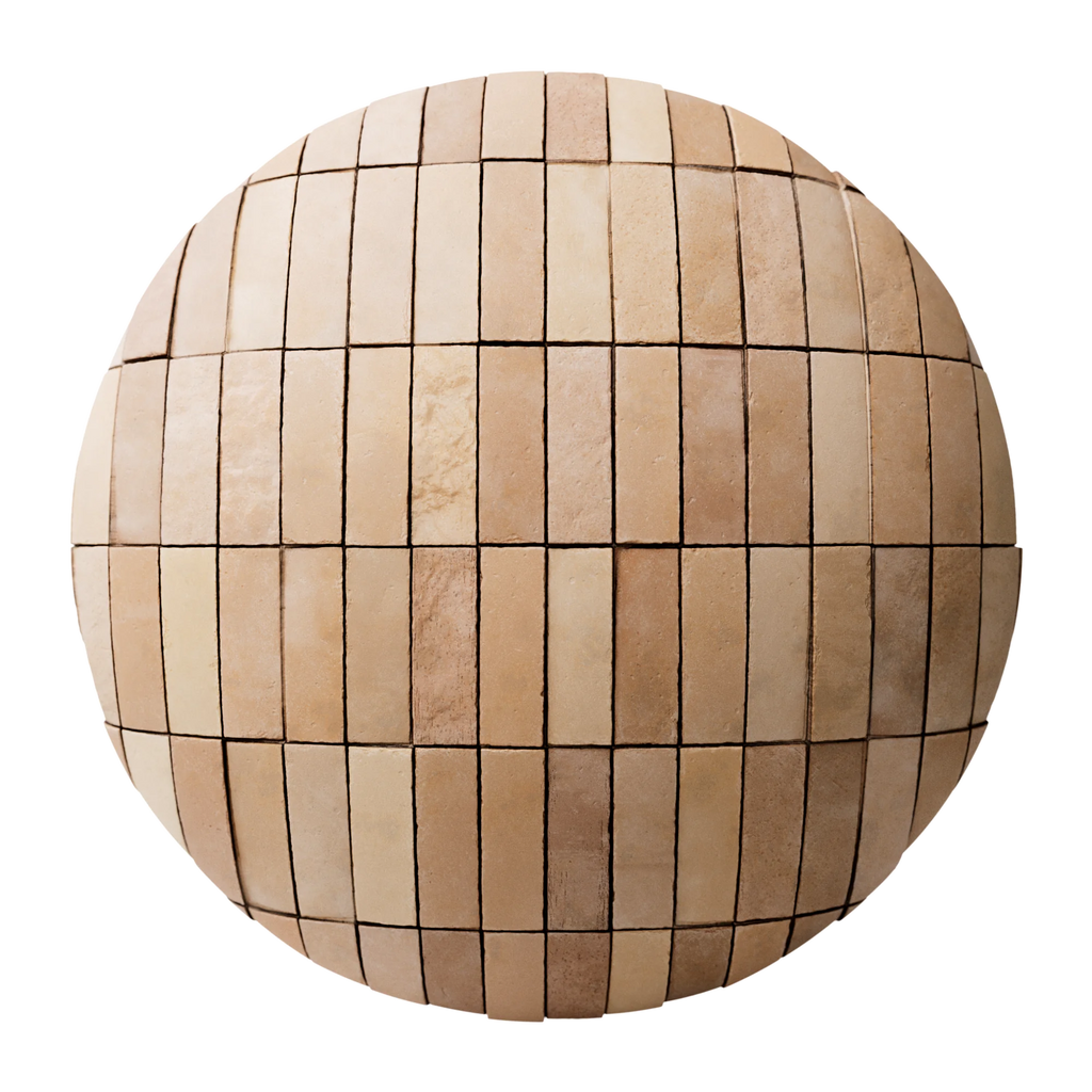 Terracotta Muted Mixed Clay Dusted Brick Tiles PBR Texture - Sphere Swatch Preview | Superellipse