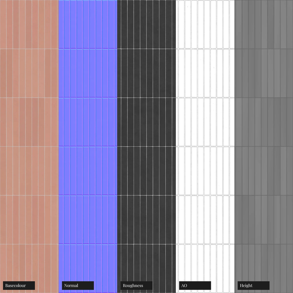 Slim Flamingo Matte Porcelain Tile PBR Texture - Example Scene Visualization | Superellipse