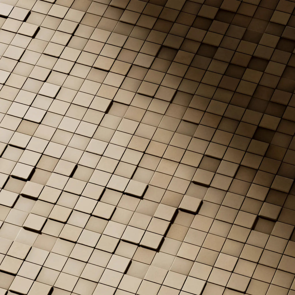 Mosaic Brass 3D Metal Panel PBR Texture - Example Scene Visualization | Superellipse