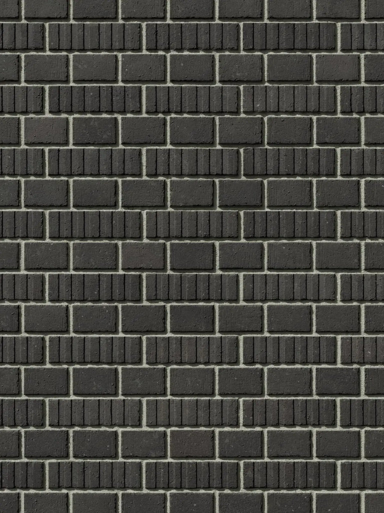 Grooved Graphite Black Brick English Bond PBR Texture - Example Scene Visualization | Superellipse