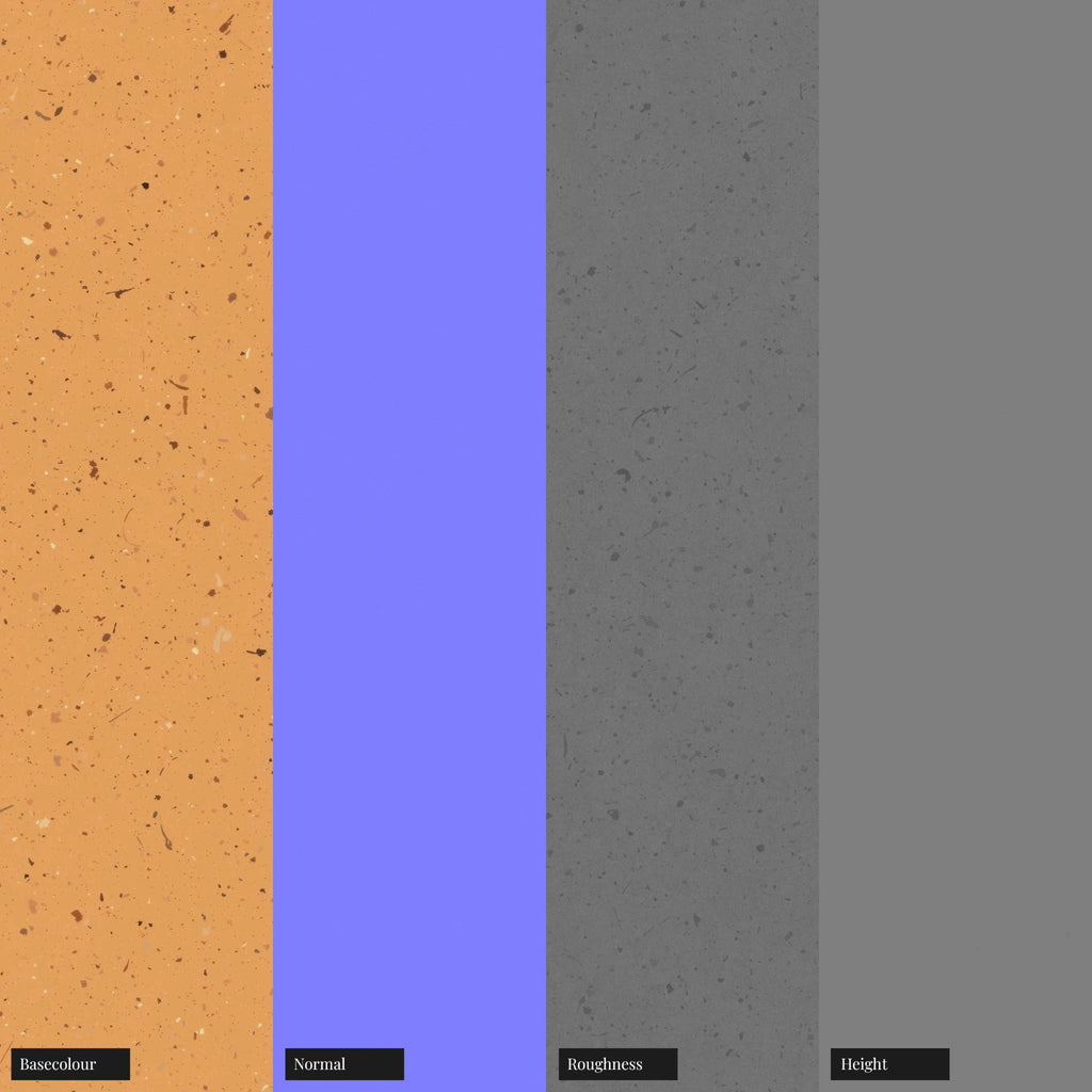 Sunflower Yellow Ceramic Terrazzo Small Aggregates PBR Texture - Example Scene Visualization | Superellipse