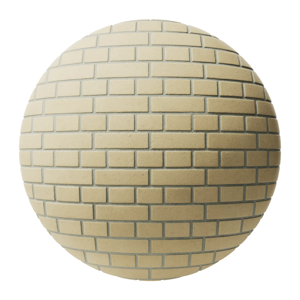 Rosemont Buff Yellow Smooth English Bond Brick PBR Texture - Sphere Swatch Preview | Superellipse