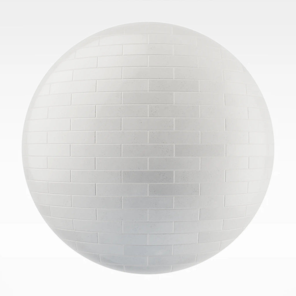 Zellige Ice White Brickbond Tile PBR Texture - Sphere Swatch Preview | Superellipse