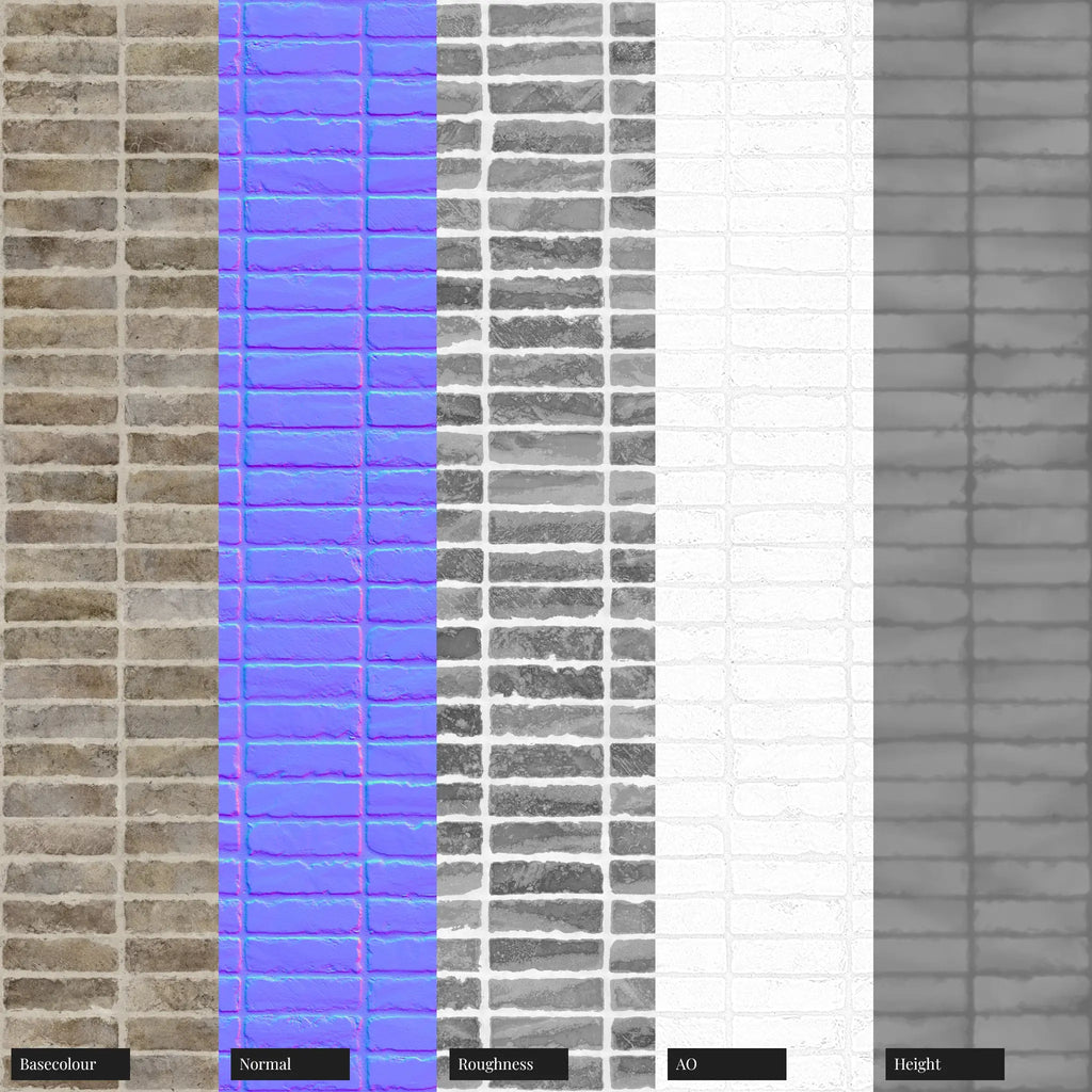 Tumbled Limestone Brick Stack Bond PBR Texture - Example Scene Visualization | Superellipse