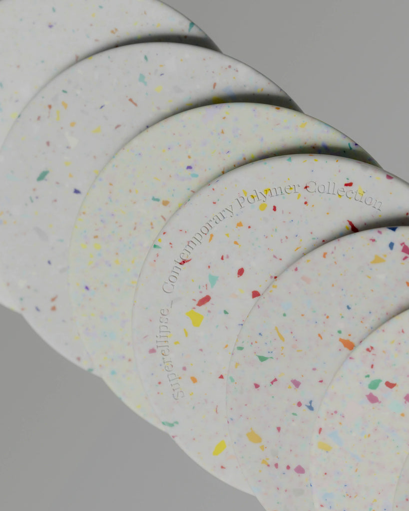 Multi Colour Recycled Terrazzo Plastic PBR Texture - Example Scene Visualization | Superellipse