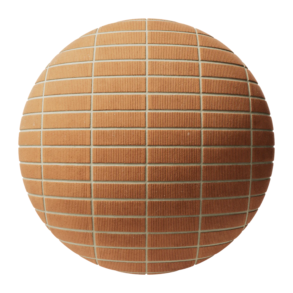 Grooved Boston Red Brick Stack Bond PBR Texture - Sphere Swatch Preview | Superellipse