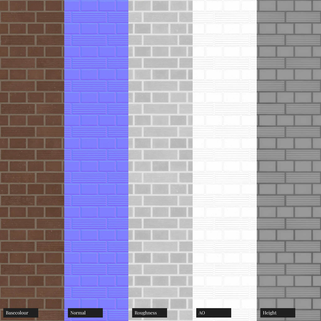 Long Grooved Belden Brick English Bond PBR Texture - Example Scene Visualization | Superellipse