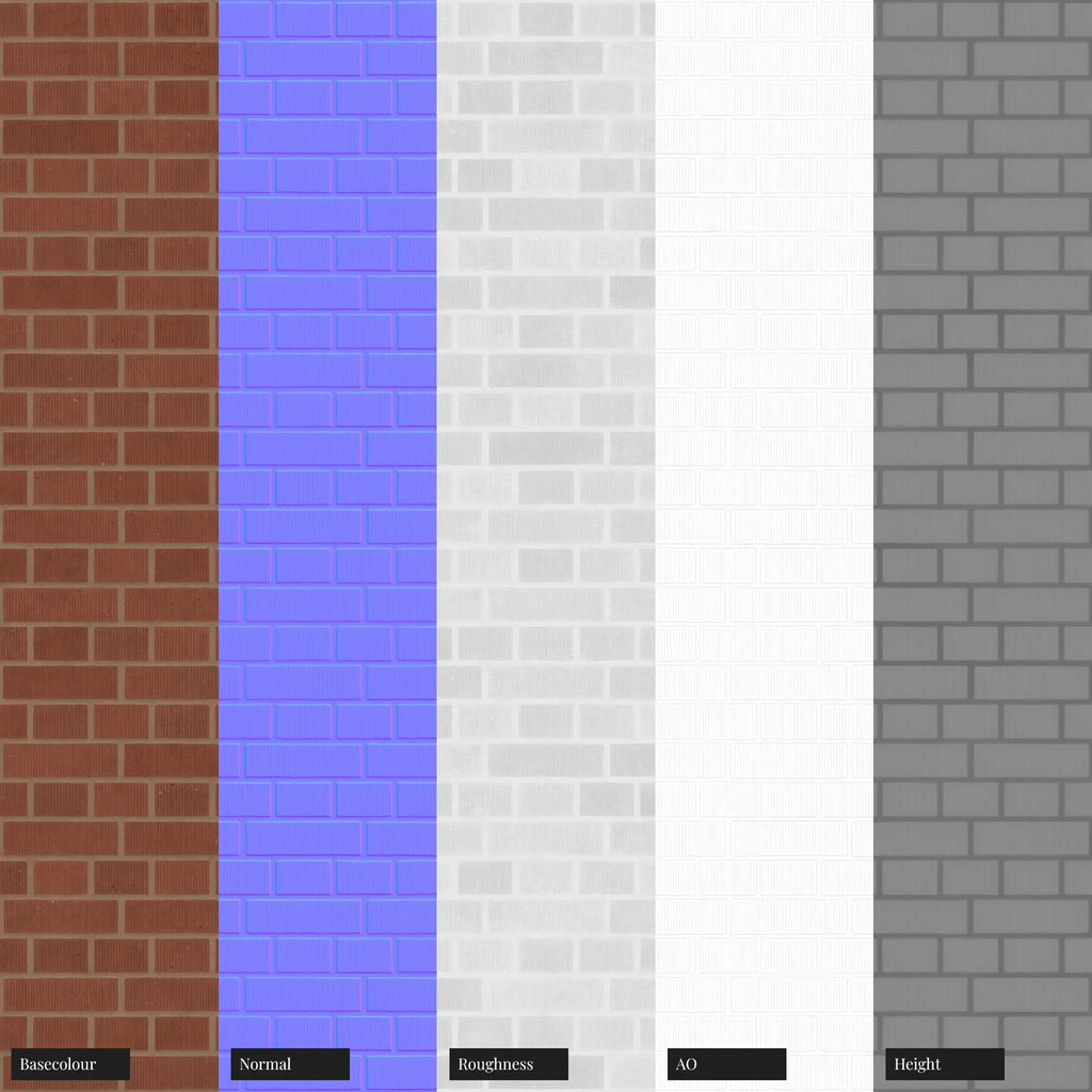 Ribbed Carlton Red Brick English Bond PBR Texture - Example Scene Visualization | Superellipse