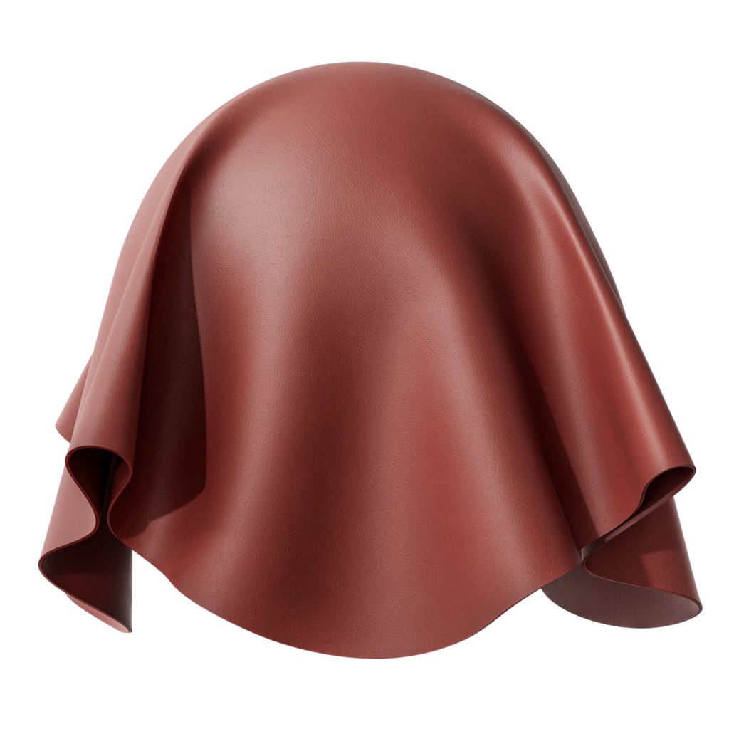 Scarlet Dyed Full Grain Aniline Leather PBR Texture - Sphere Swatch Preview | Superellipse