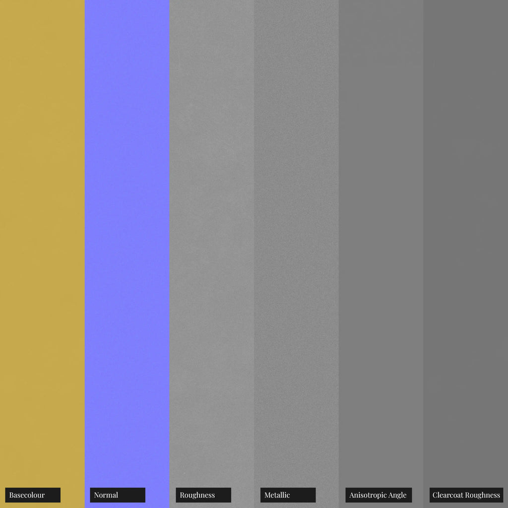 Desert Yellow Metallic Satin Paint PBR Texture - Example Scene Visualization | Superellipse