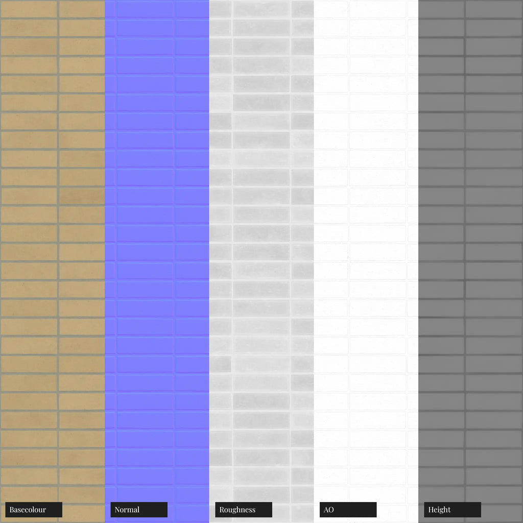 Rosemont Buff Yellow Smooth Stack Bond Brick PBR Texture - Example Scene Visualization | Superellipse