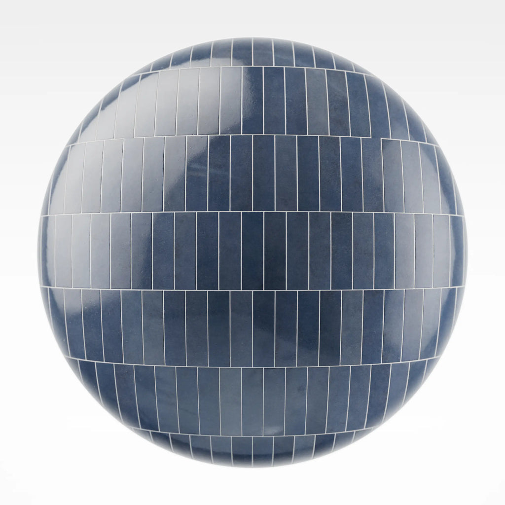Zellige Blue Fronteira Offset Tile PBR Texture - Sphere Swatch Preview | Superellipse