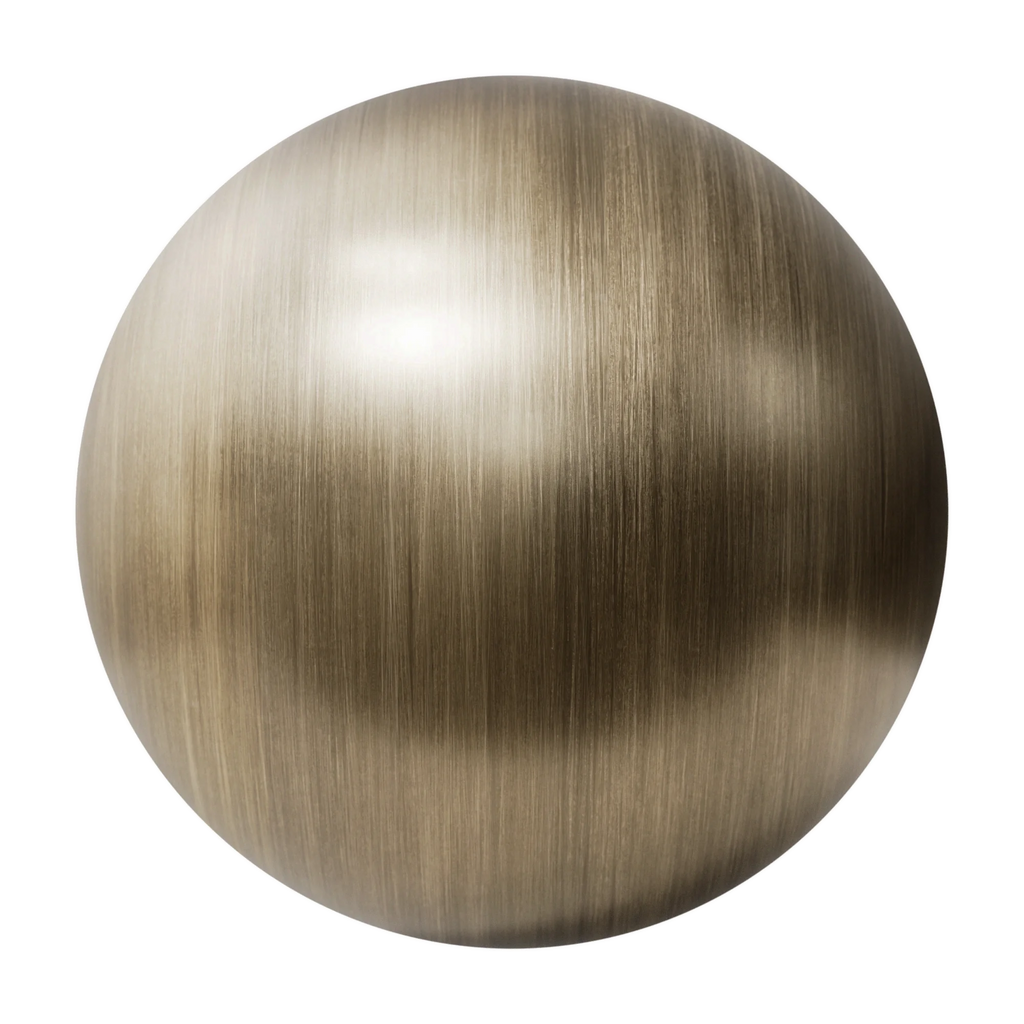 Artisan Oxidised Brushed Brass Metal PBR Texture - Sphere Swatch Preview | Superellipse