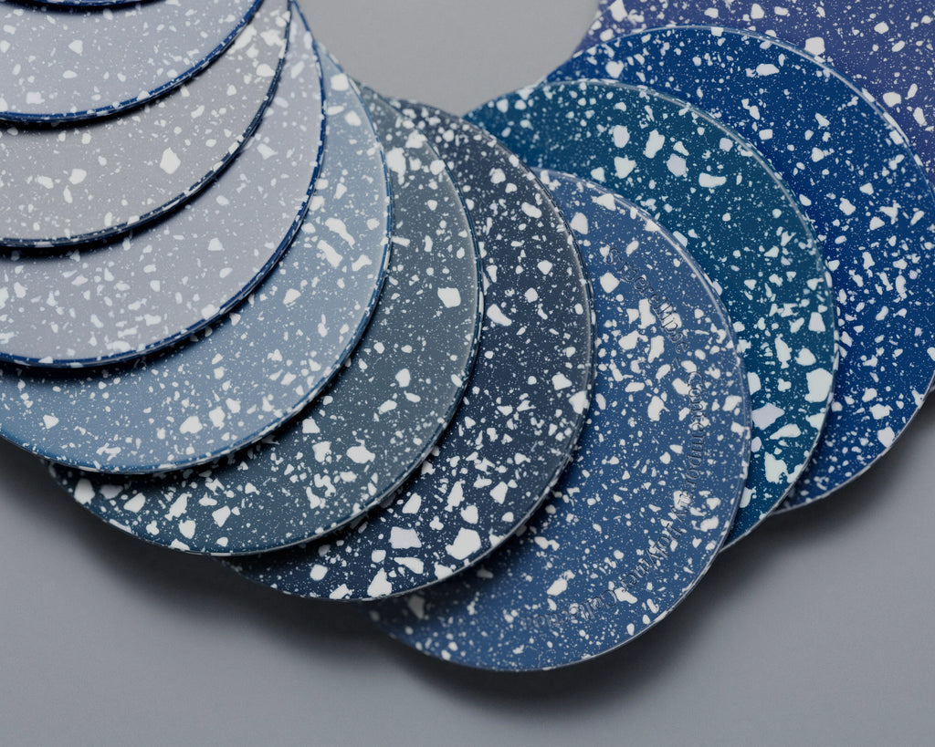 Prussian Blue Terrazzo Plastic PBR Texture - Example Scene Visualization | Superellipse