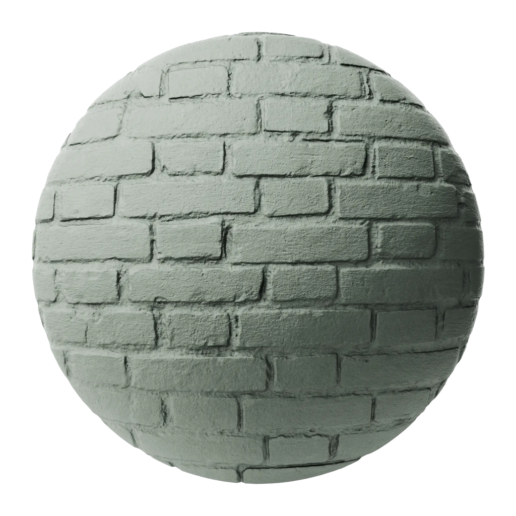 Rustic Painted Brick Castle Grey PBR Texture - Sphere Swatch Preview | Superellipse