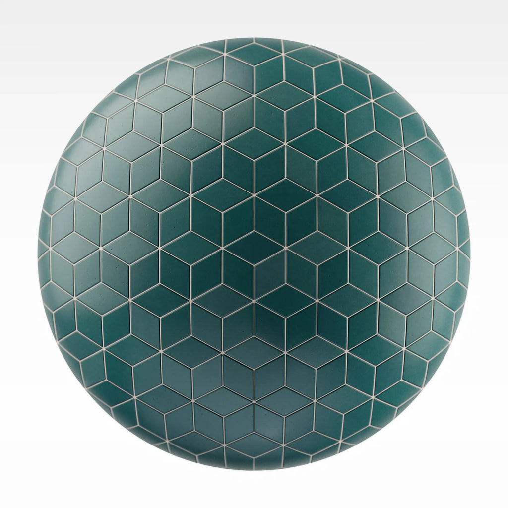 Diamond Matte Racing Green Tile PBR Texture - Sphere Swatch Preview | Superellipse