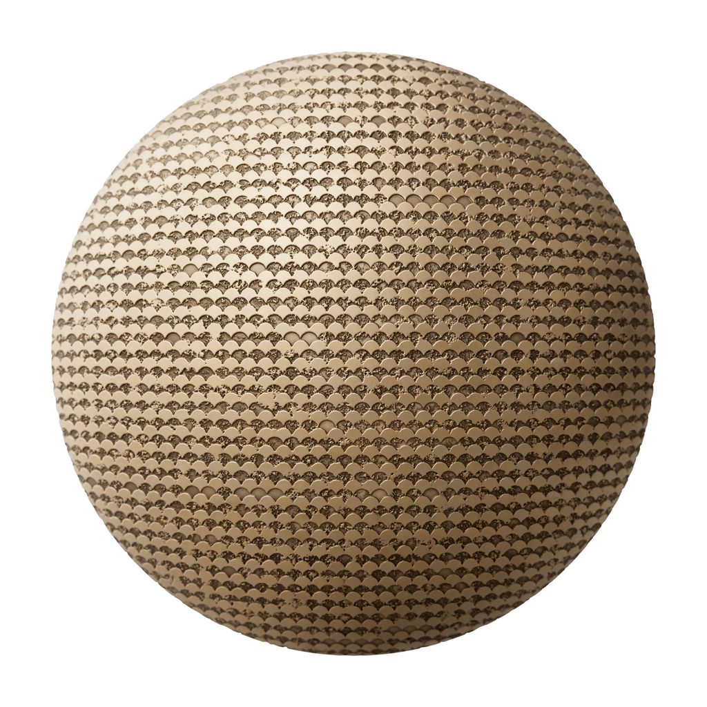 Oxidised Scallop 3D Brass Panel PBR Texture - Sphere Swatch Preview | Superellipse