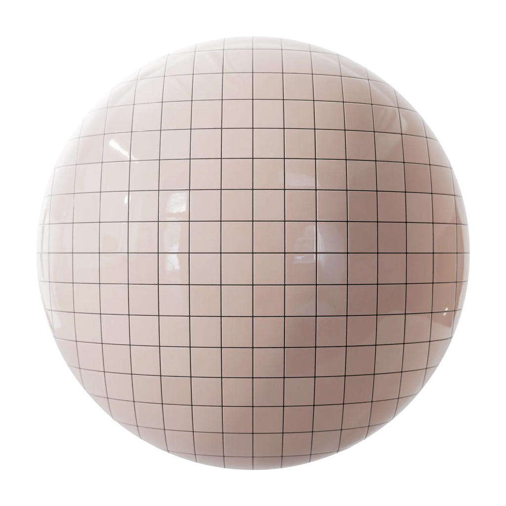 Contemporary Pink Tile Coordinated Grout PBR Texture - Sphere Swatch Preview | Superellipse