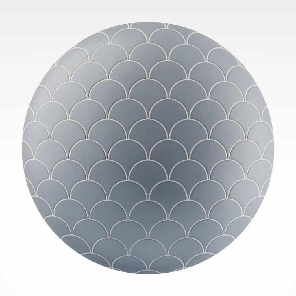 Indigo Matte Scallop Ceramic Tile PBR Texture - Sphere Swatch Preview | Superellipse