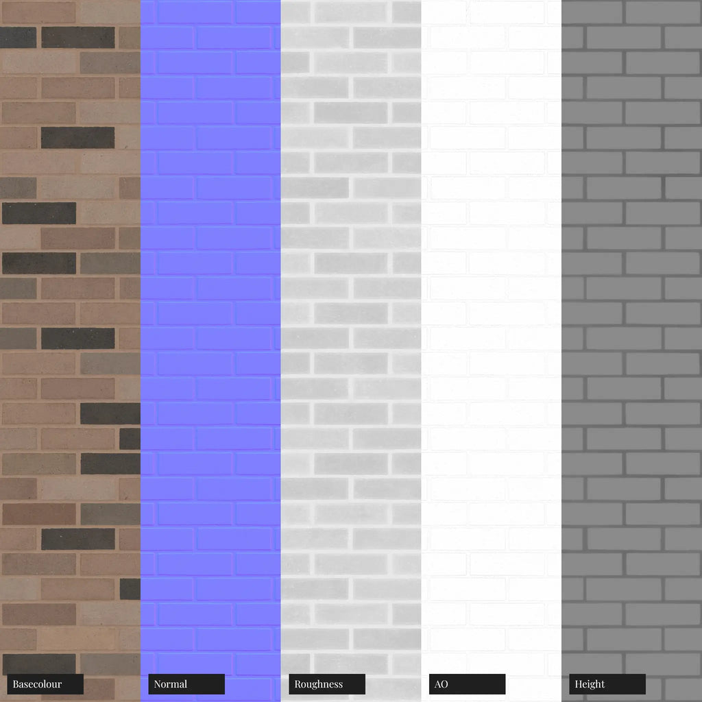 Slate Accent Architectural Running Bond Brick PBR Texture - Example Scene Visualization | Superellipse