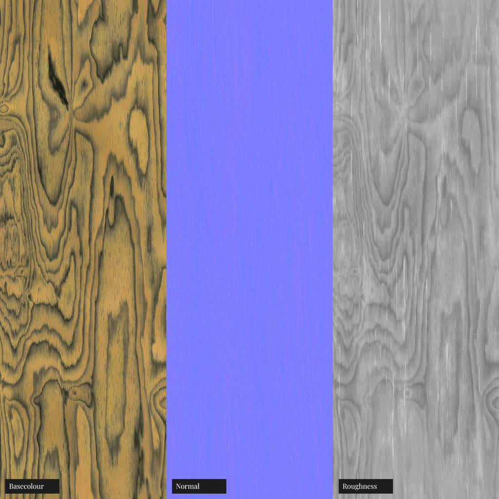 Sottsass Yellow Dyed Wood Veneer PBR Texture - Example Scene Visualization | Superellipse