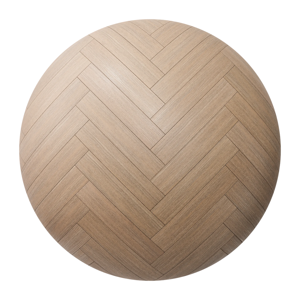 Natural Oak Herringbone Wood Floor PBR Texture - Sphere Swatch Preview | Superellipse