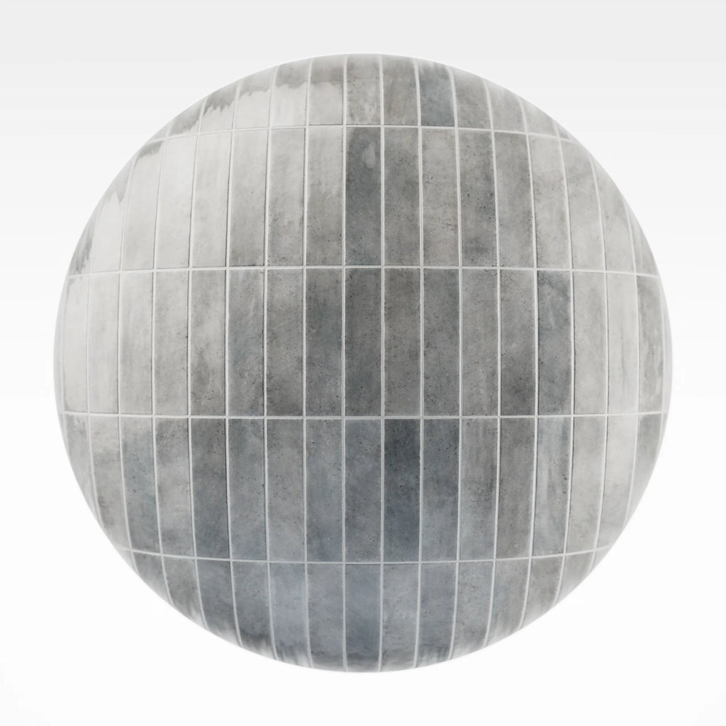 Hoxton Arctic Grey Stacked Tile PBR Texture - Sphere Swatch Preview | Superellipse