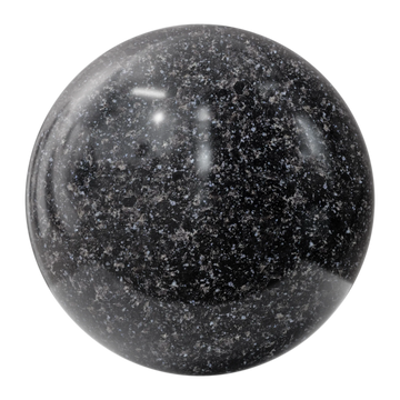 Rajasthan Black Polished Granite Slab PBR Texture - Sphere Swatch Preview | Superellipse