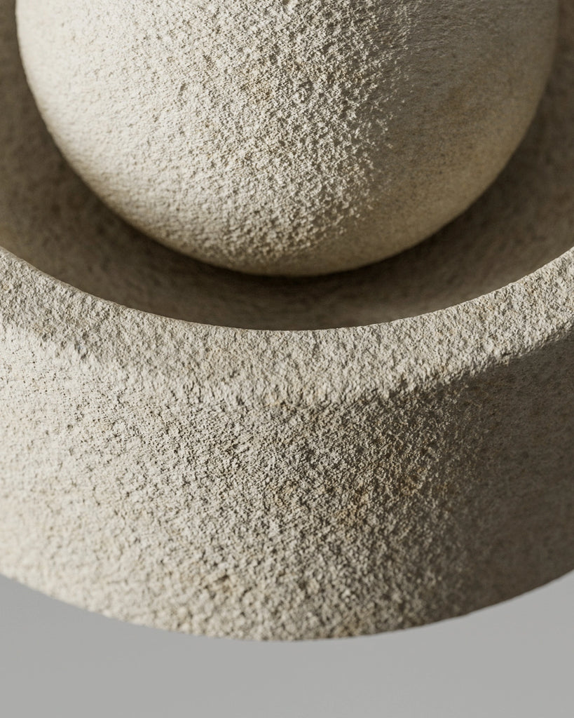 Moca Creme Bush Hammered Limestone PBR Texture - Example Scene Visualization | Superellipse