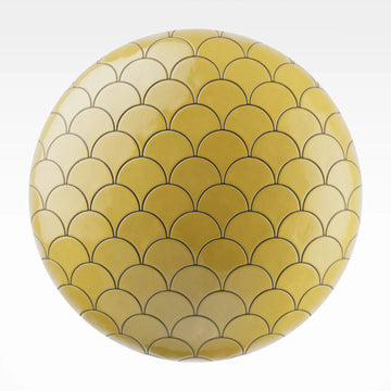 Canary Yellow Scallop Ceramic Tile PBR Texture - Sphere Swatch Preview | Superellipse