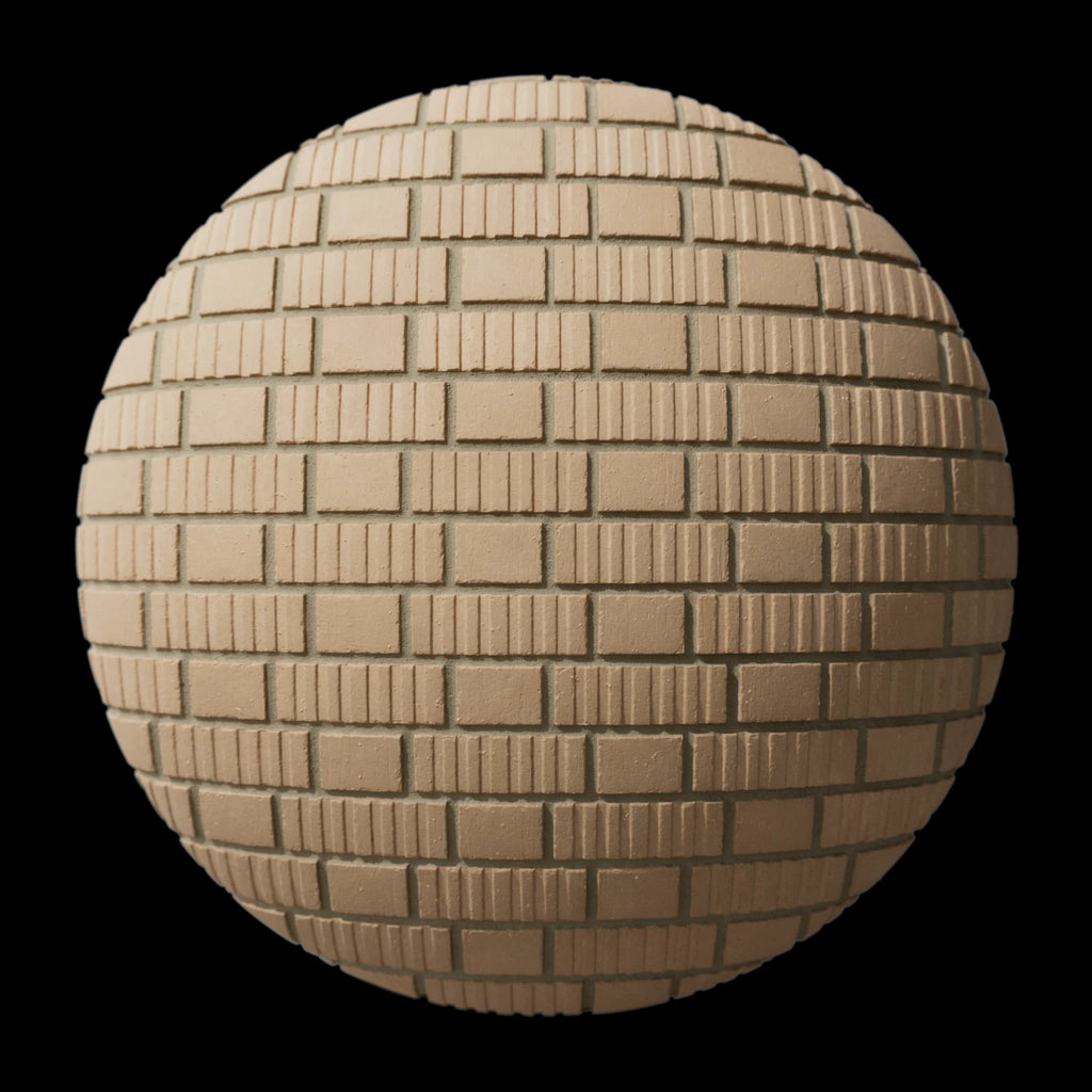 Grooved Buff Brick Facade Flemish Bond PBR Texture - Example Scene Visualization | Superellipse
