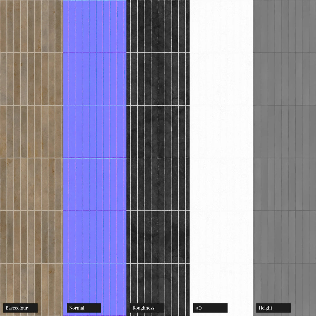 Zellige Sandstone Finger Tile PBR Texture - Example Scene Visualization | Superellipse