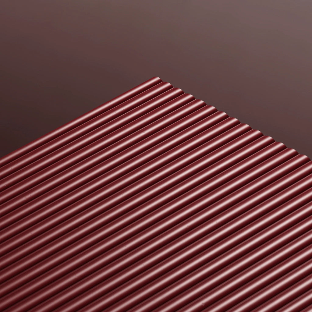 Convex Fluted Burgundy Plastic PBR Texture - Example Scene Visualization | Superellipse
