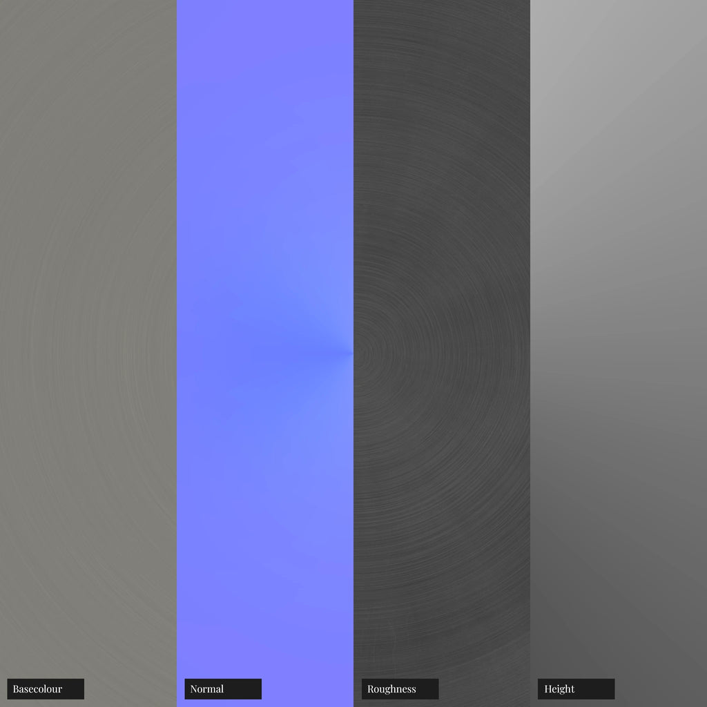 Radial Brushed Tungsten Metal PBR Texture - Example Scene Visualization | Superellipse