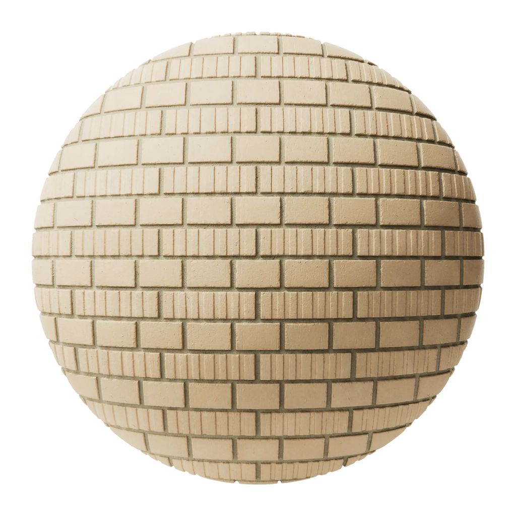 Grooved Buff Brick Facade English Bond PBR Texture - Sphere Swatch Preview | Superellipse