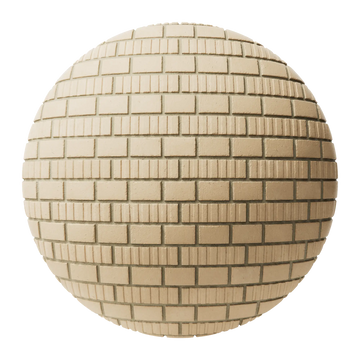 Grooved Buff Brick Facade English Bond PBR Texture - Sphere Swatch Preview | Superellipse