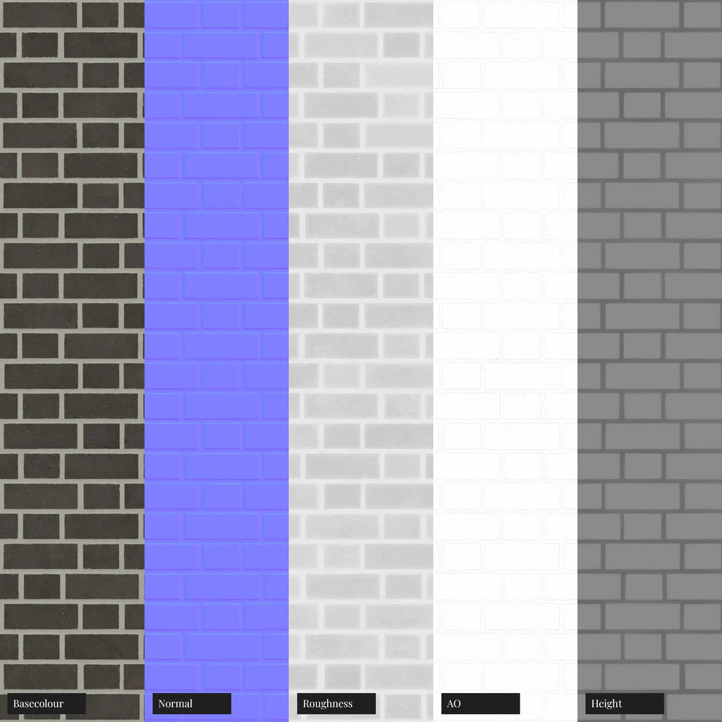 Ironstone Black Flemish Bond Brick PBR Texture - Example Scene Visualization | Superellipse