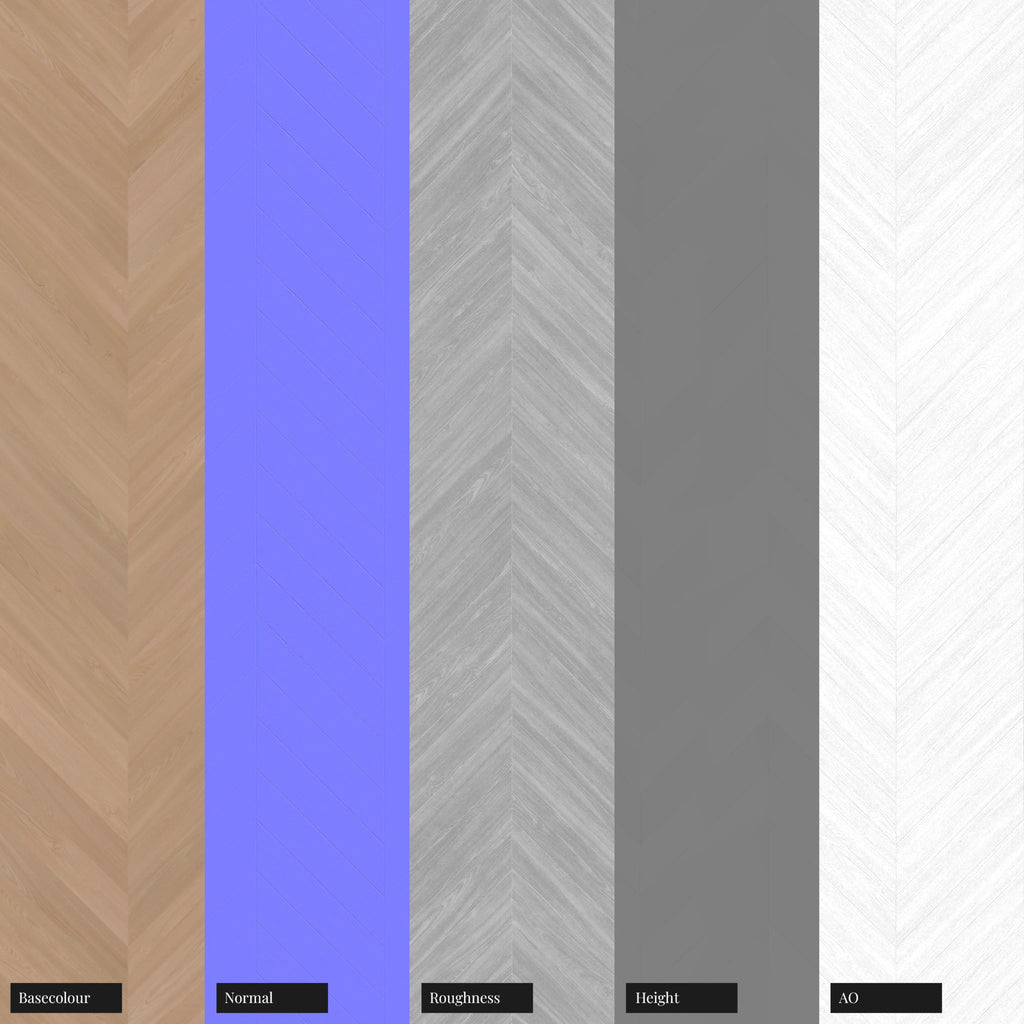 Beech Chevron Parquet Wood Floor PBR Texture - Example Scene Visualization | Superellipse
